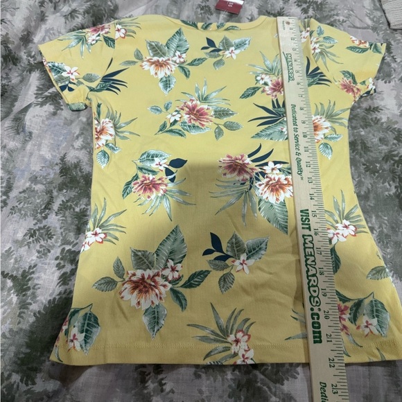 Guess Yellow Top with Green Floral Accents - Picture 2 of 9